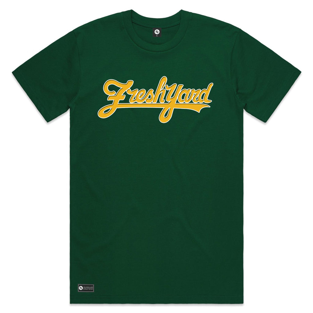 Oakland Coliseum T-Shirt from Homage. | Green | Vintage Apparel from Homage.